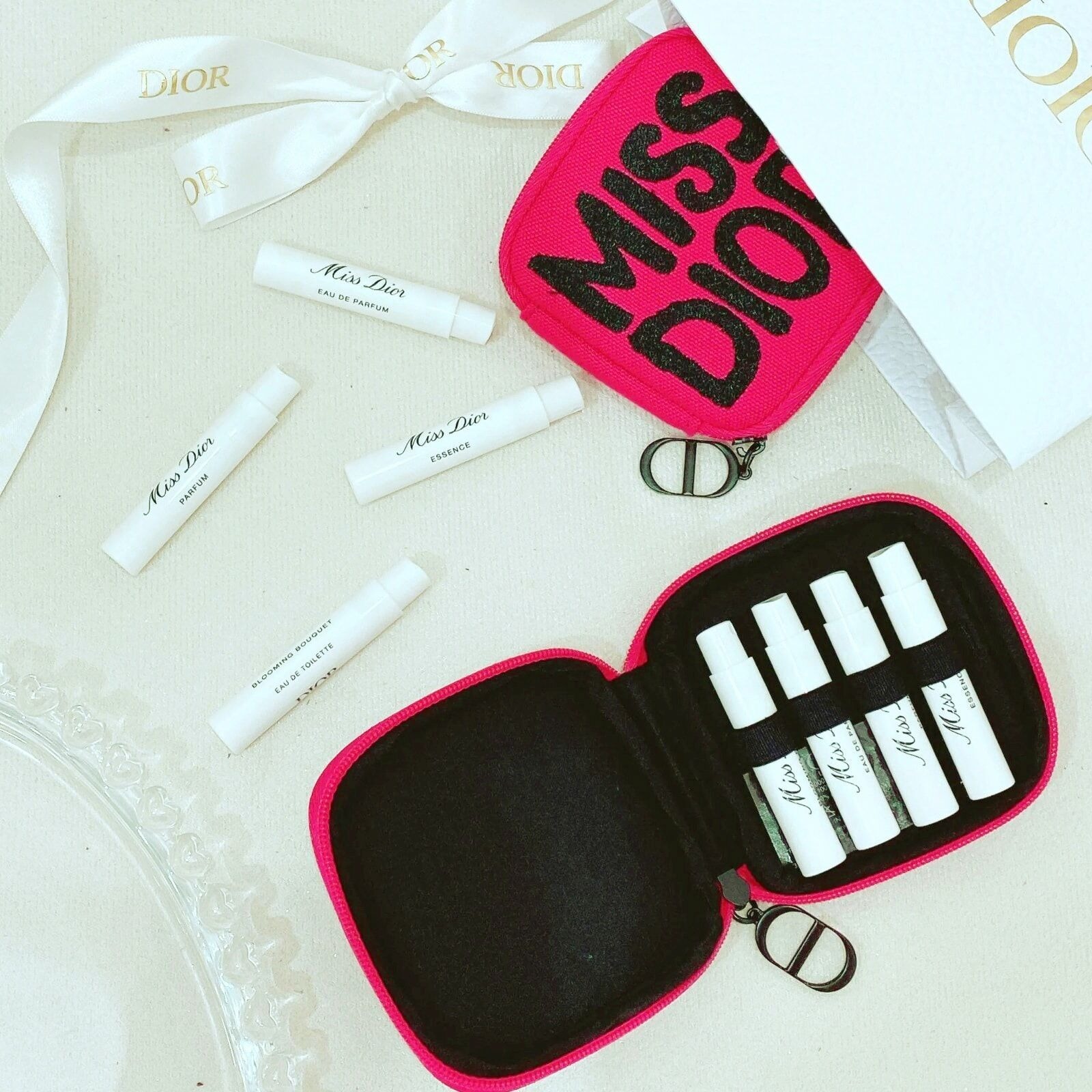 Miss Dior 贈品桃紅色迷你香水連收納袋套裝💯 正品贈品‼️