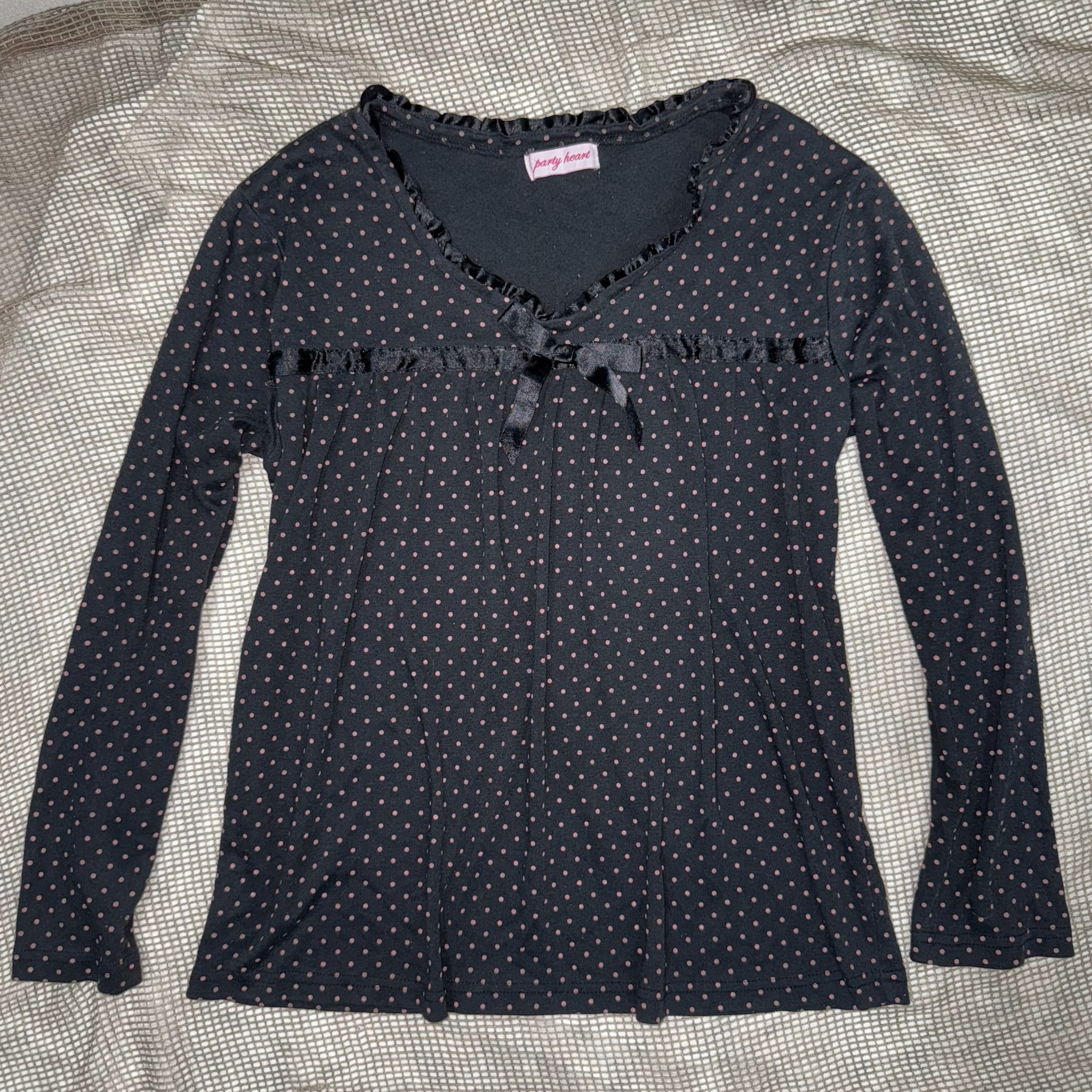 Coquette Grunge Polka Dot Long-Sleeve