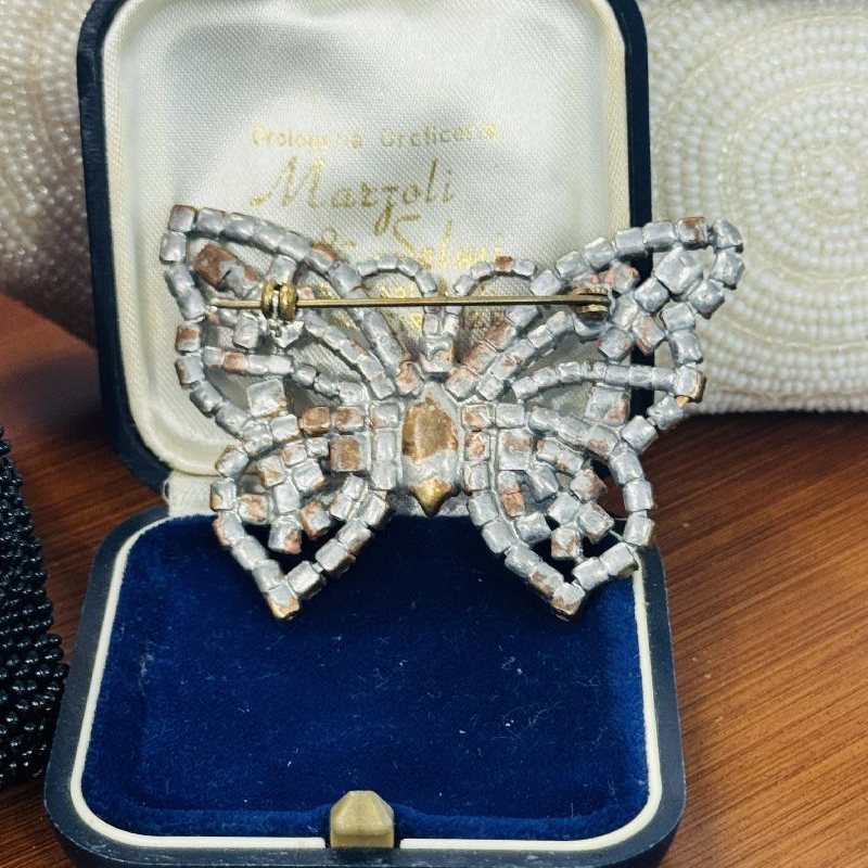 Vintage C.a. 1980s Czechoslovakian Sparkling Butterfly Brooch (B030)