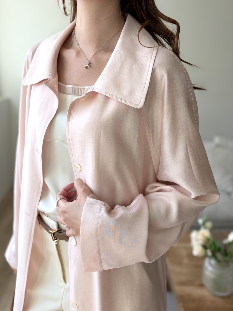 Silky Belted Trench Coat (Pink)
