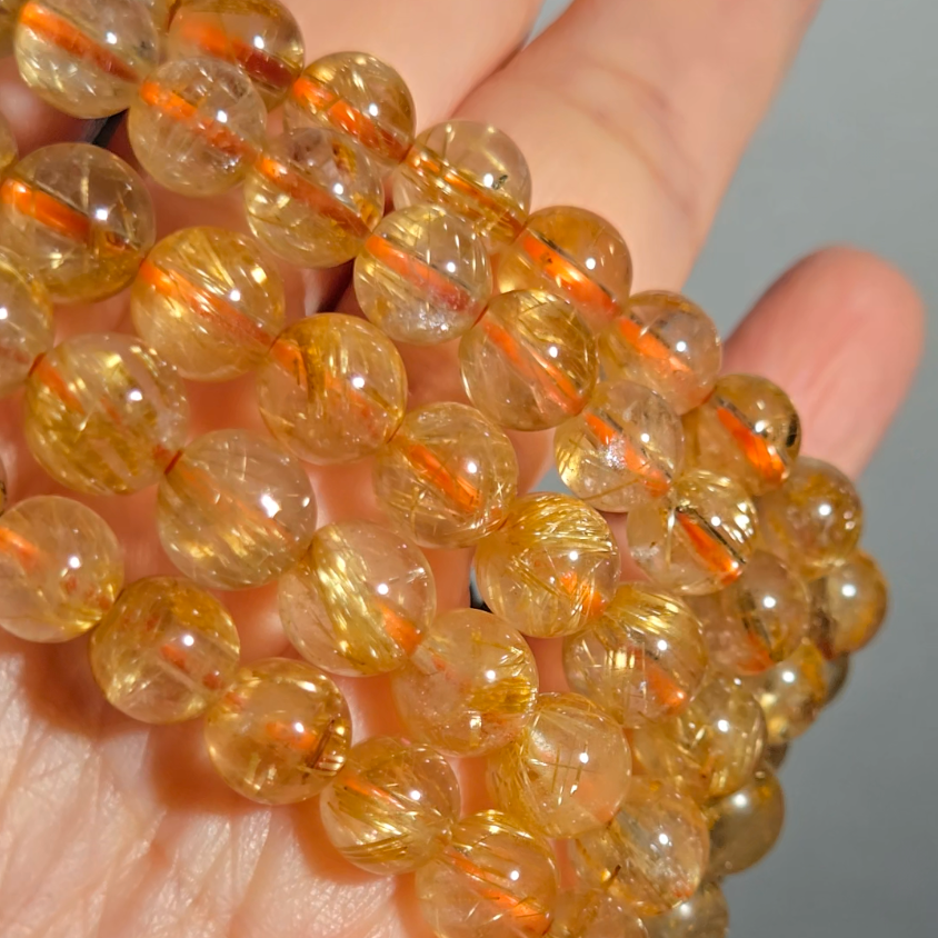 Golden rutilated quartz bead bracelets - JW107