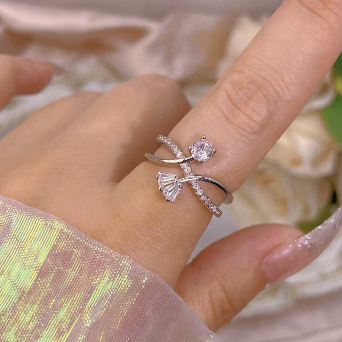 真金电镀轻奢开口可调节戒指