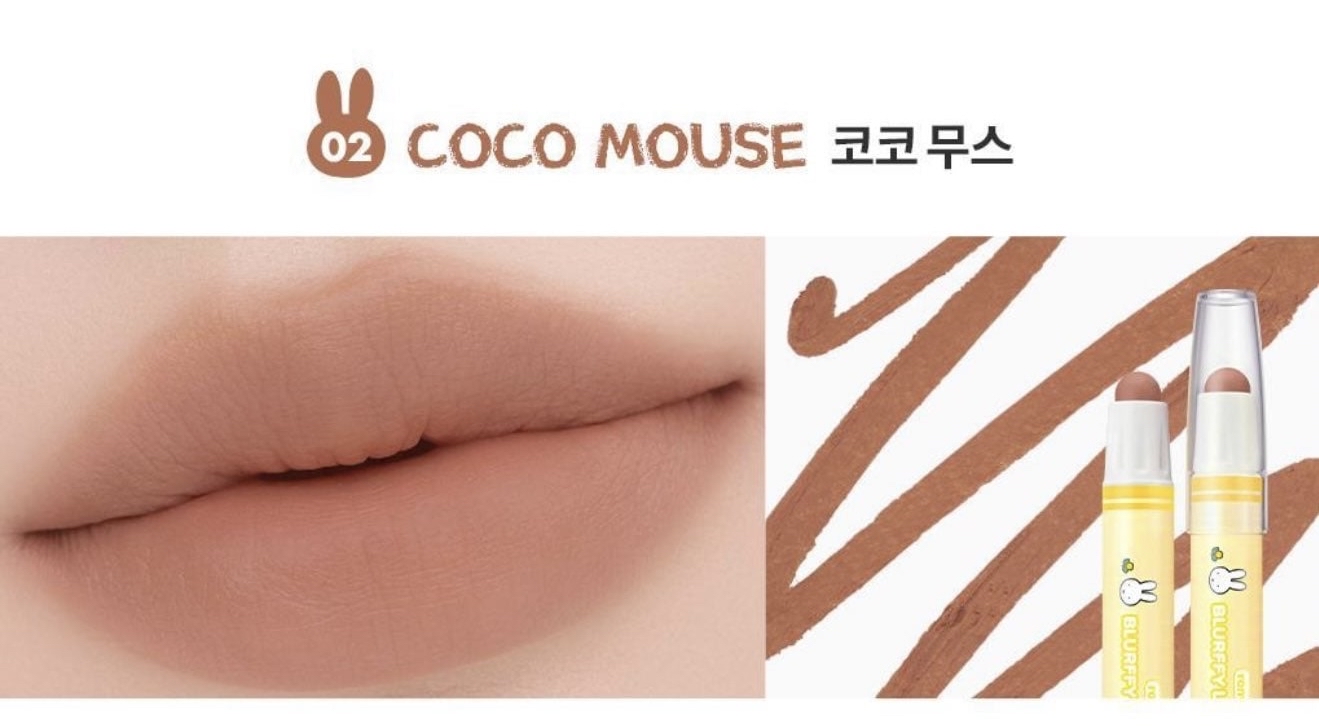 新登場 [韓國直送] Miffy Rom&nd聯乘限定 Bluffy Lip Crayon 唇膏筆