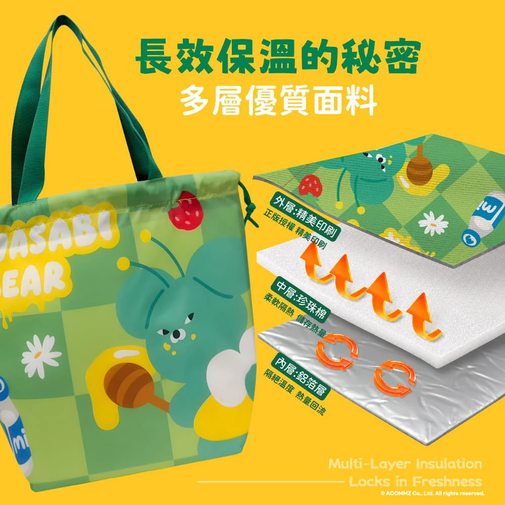 【台灣】WASABI BEAR 萬用保溫束口袋