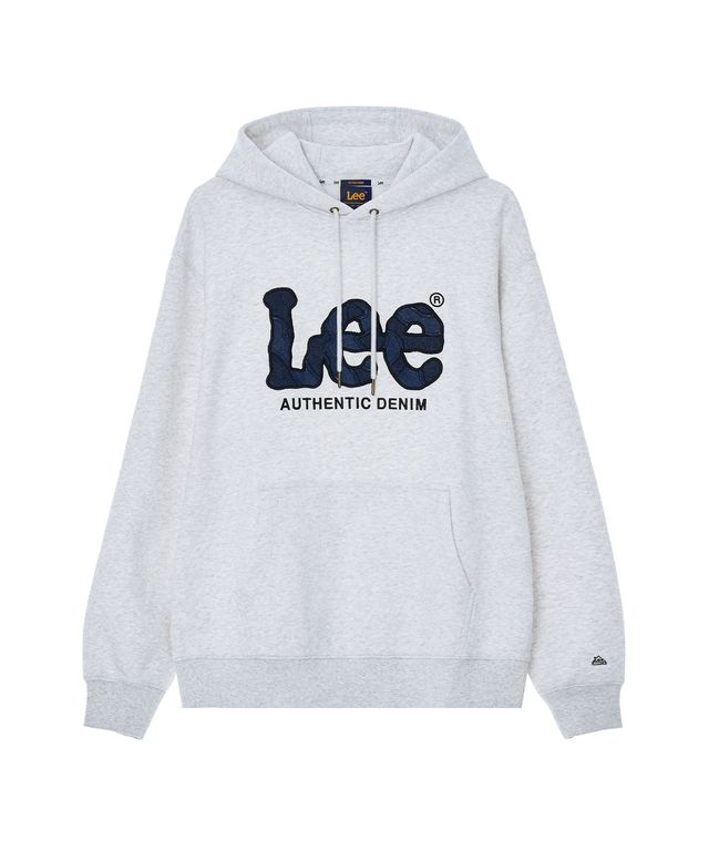 Lee Big Twitch Denim Applique Hooded T-Shirt Light Grey | KAZUE