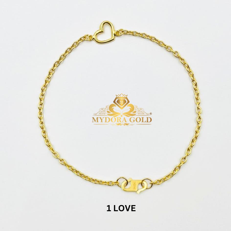MYDORA Rantai Tangan Sauh + Love Bingkai l EMAS 916/22K