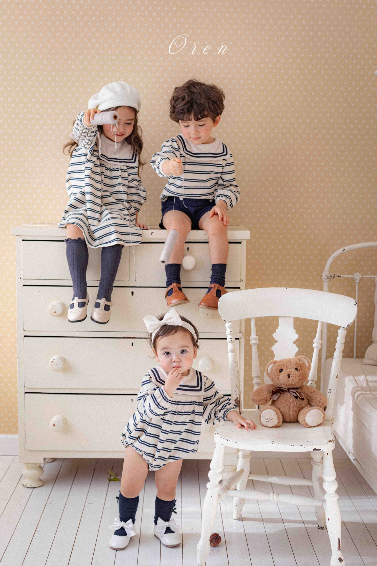 橫間水手風 Jumpsuit / 連身裙 / 套裝 