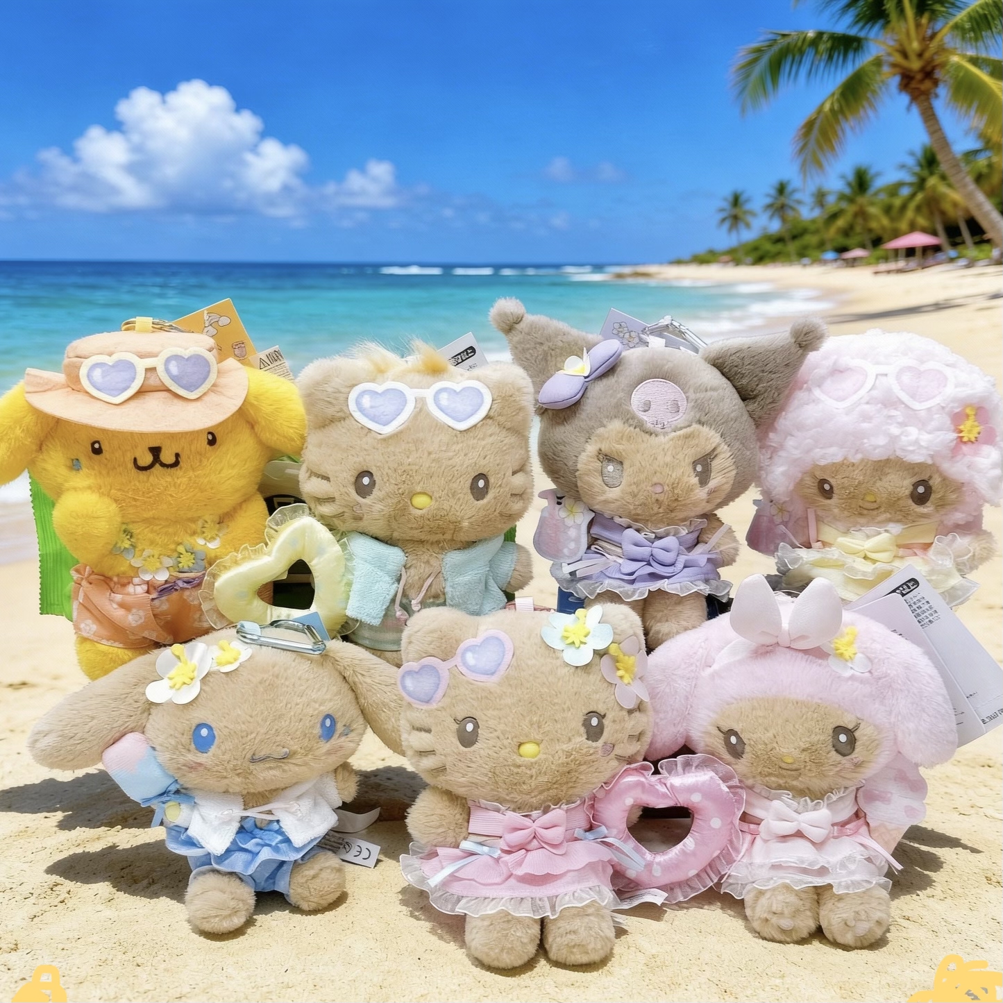 日本版Sanrio夏日派對系列黑皮公仔掛飾