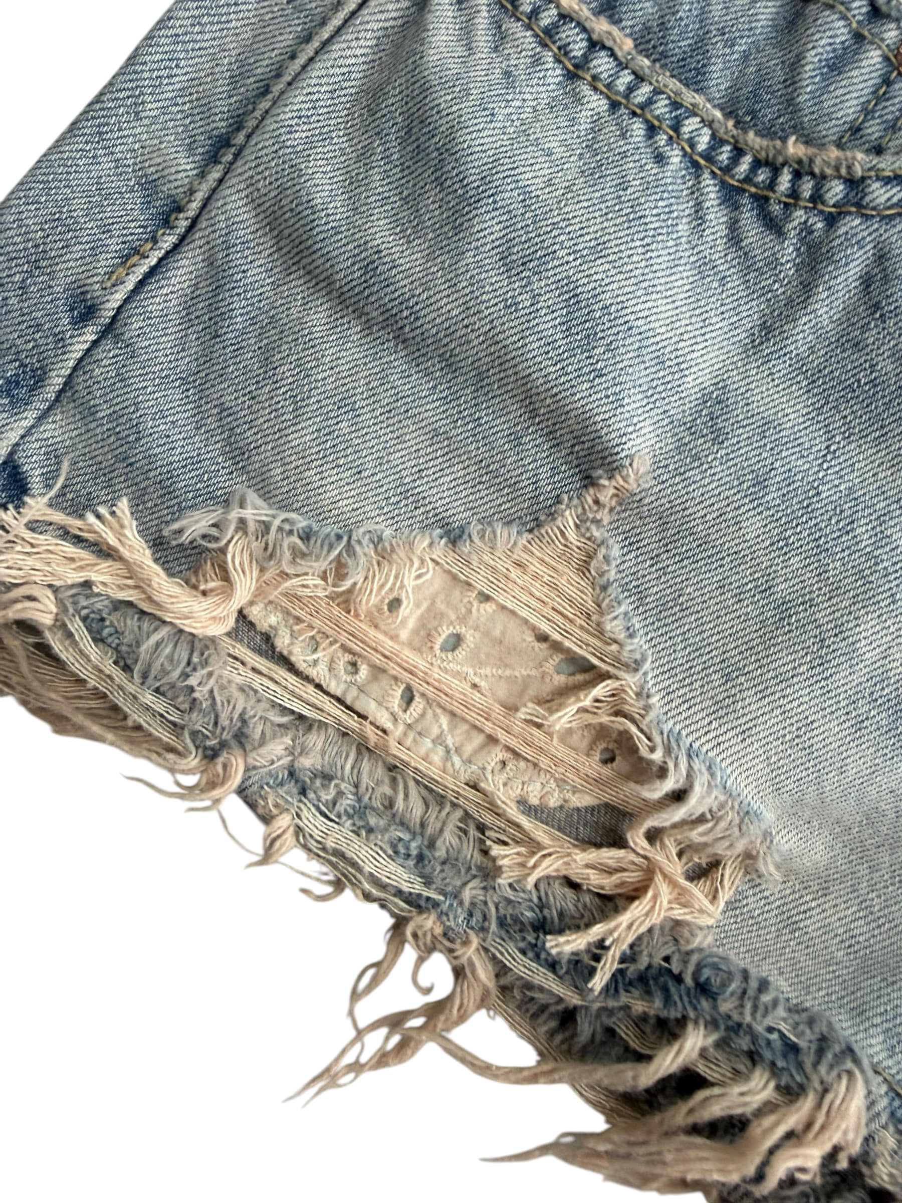 Distressed Washed Denim Shorts