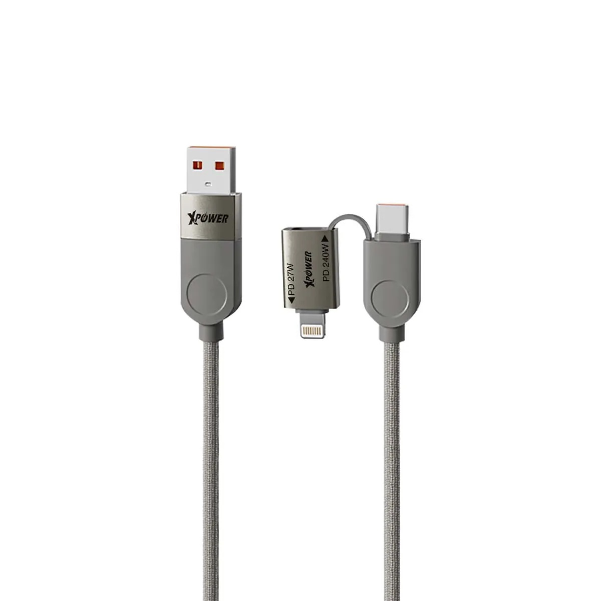 XPower MF240 1.2M 磁吸收納 4合1鋅合金 240W高速傳輸充電線