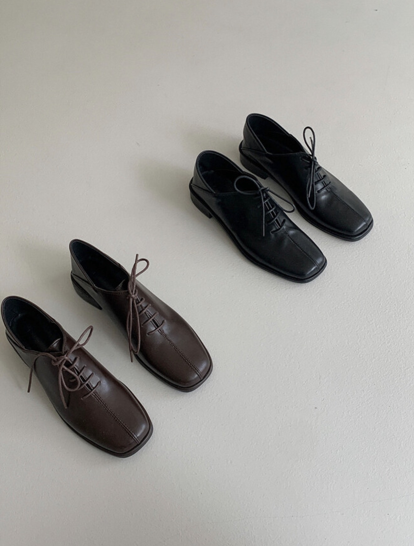 Square Lace-Up Oxfords 