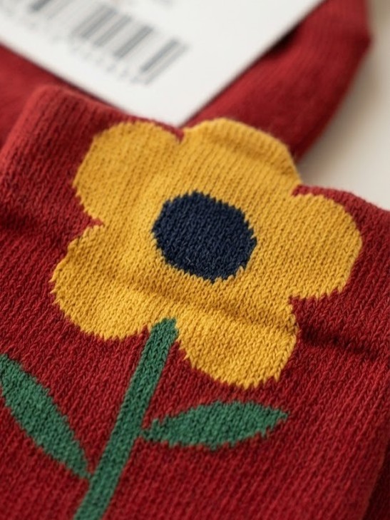 Korean Big Flower Women's High Crew Socks