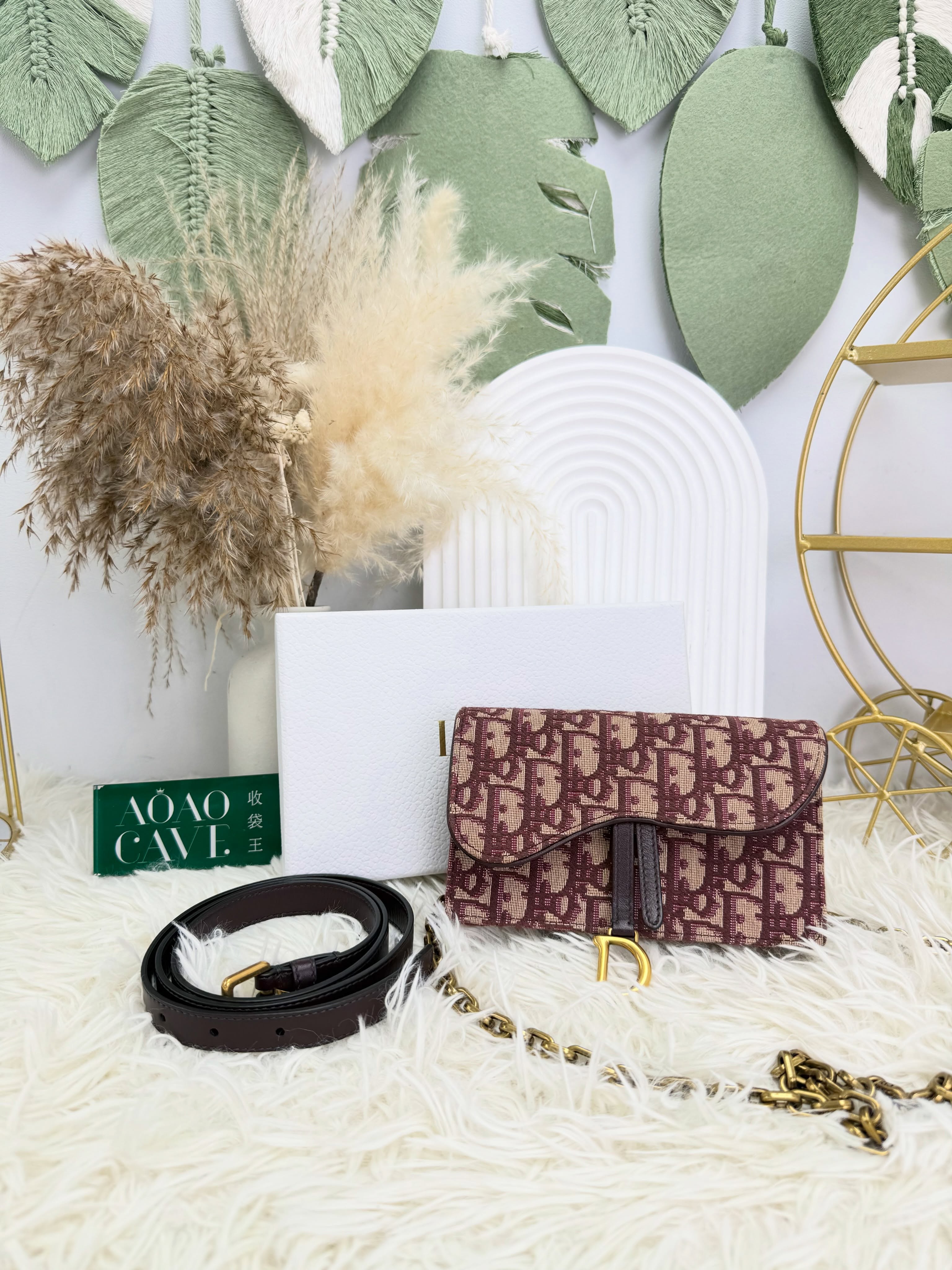 Dior👜 PRE OWNED 🛍️Dior 紅色老花腰包WOC兩用❤️  