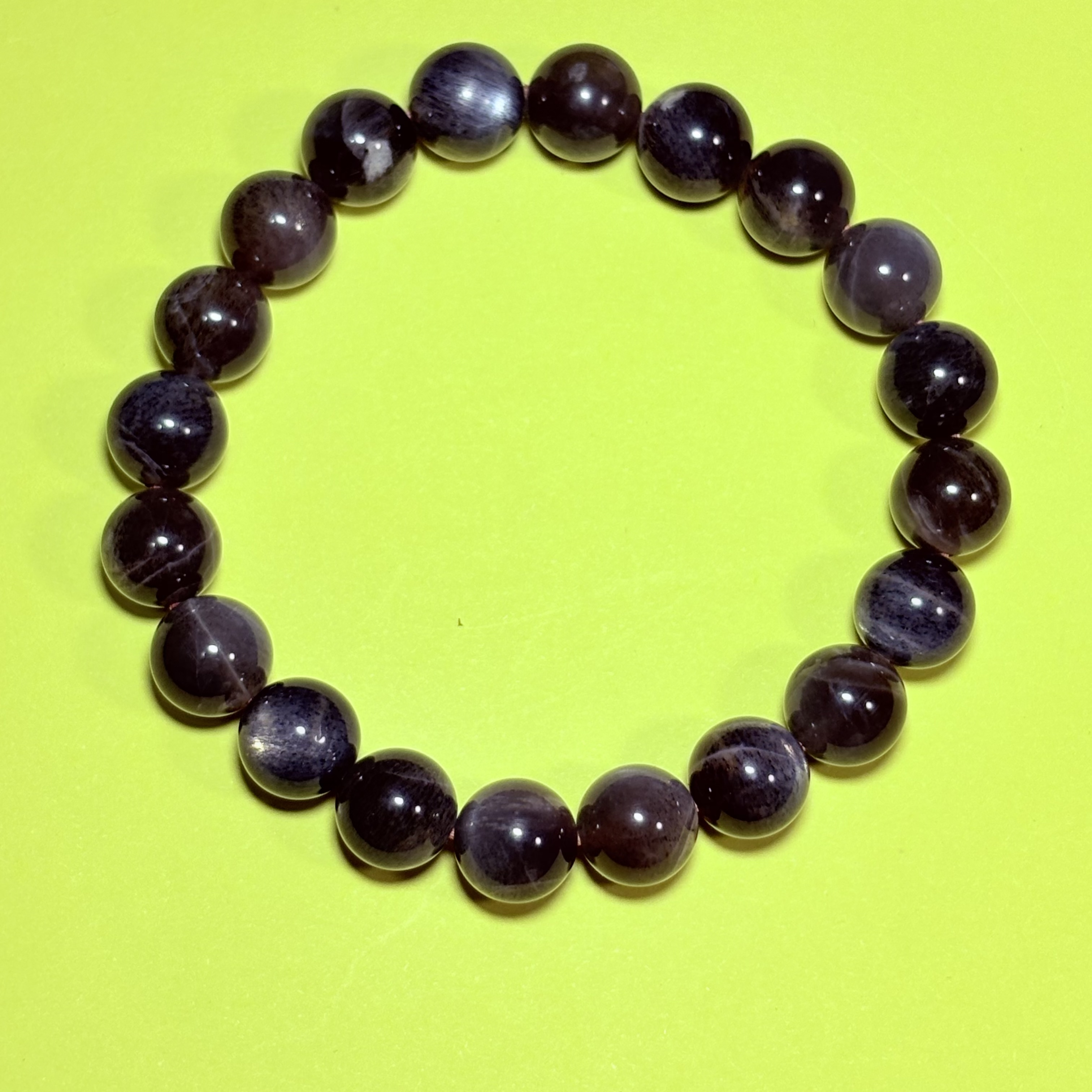 9.8mm太歲石黑幹體黑太陽石手串No.3028