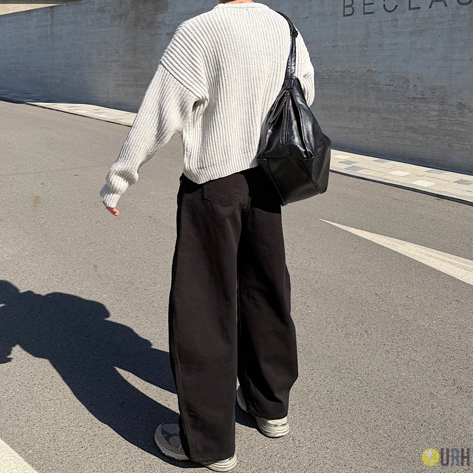 【100%保證韓國直送】韓系質感 3D 立體弧形剪裁 100% 純棉長褲 👖 [2 color] RF118542