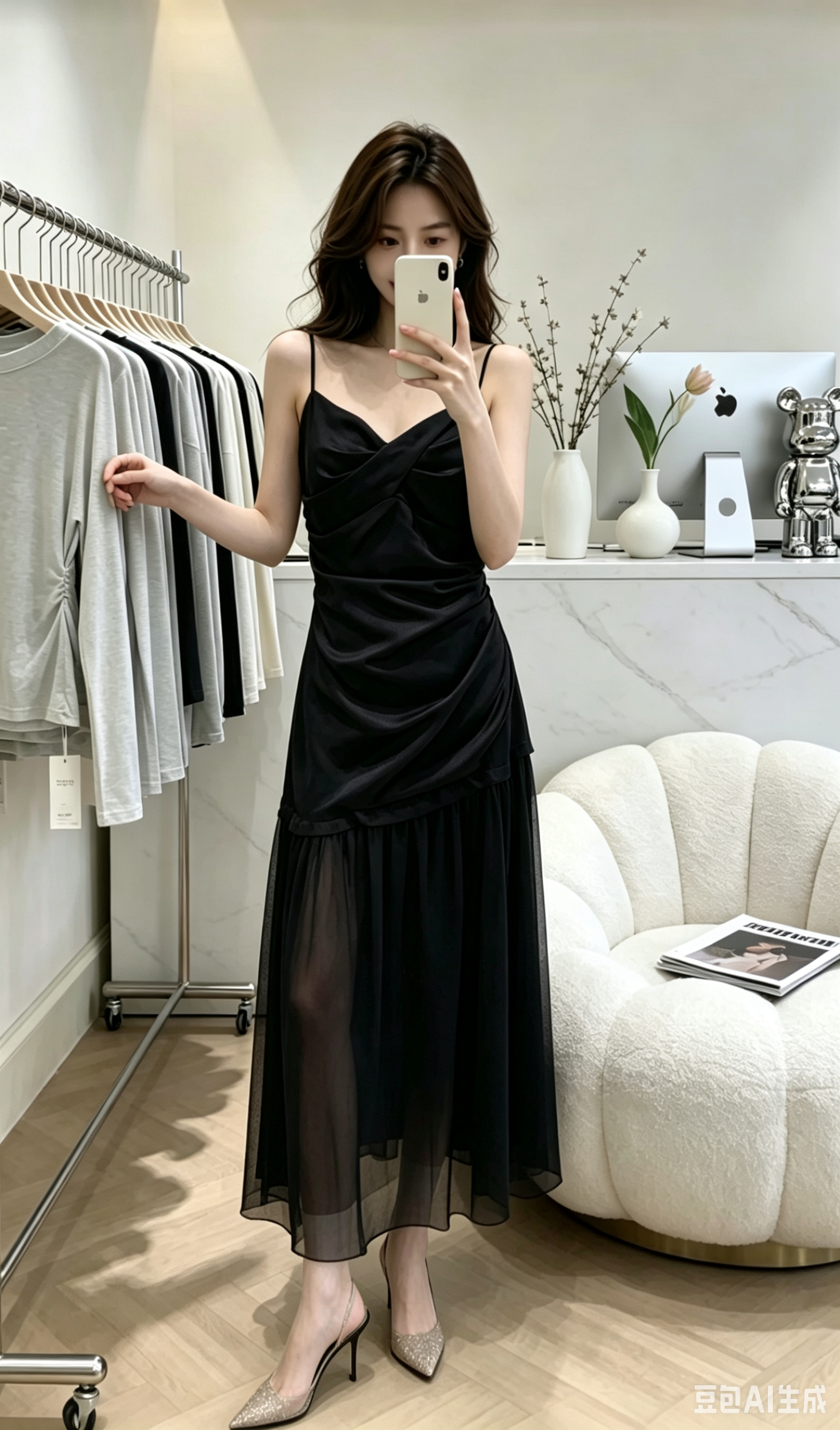 4461 Lace Hem 垂坠感拼接礼服裙