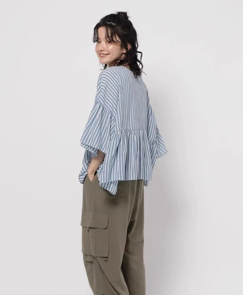 0510 nikoand 正反雙面著亞麻蝙蝠袖襯衫 6月中