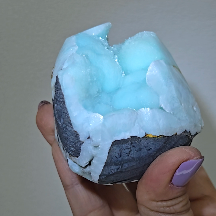 Blue aragonite with botryoidal bubble formations - AR55