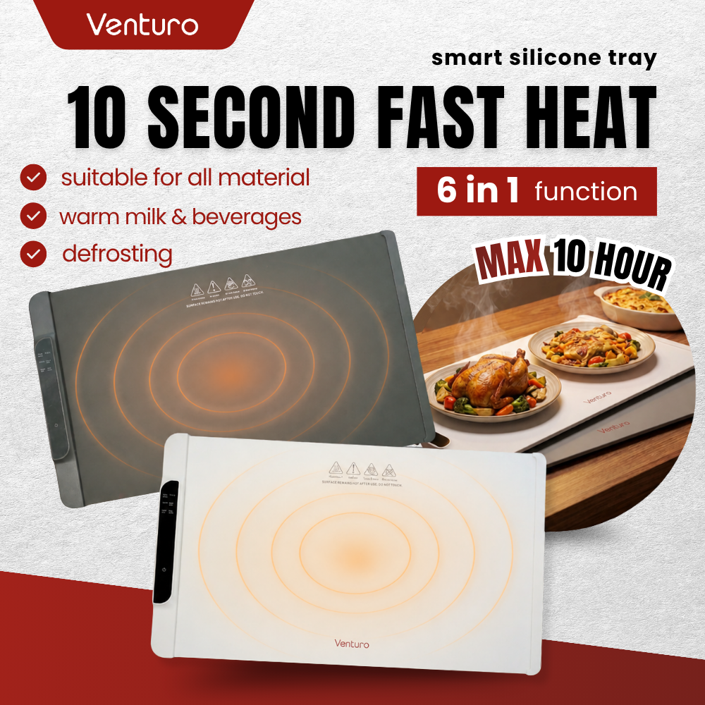 Venturo Electric Food Warmer | Food Heater | Portable Space Food Warmer | 10H Timer | LED Display | Silent Home Warmer