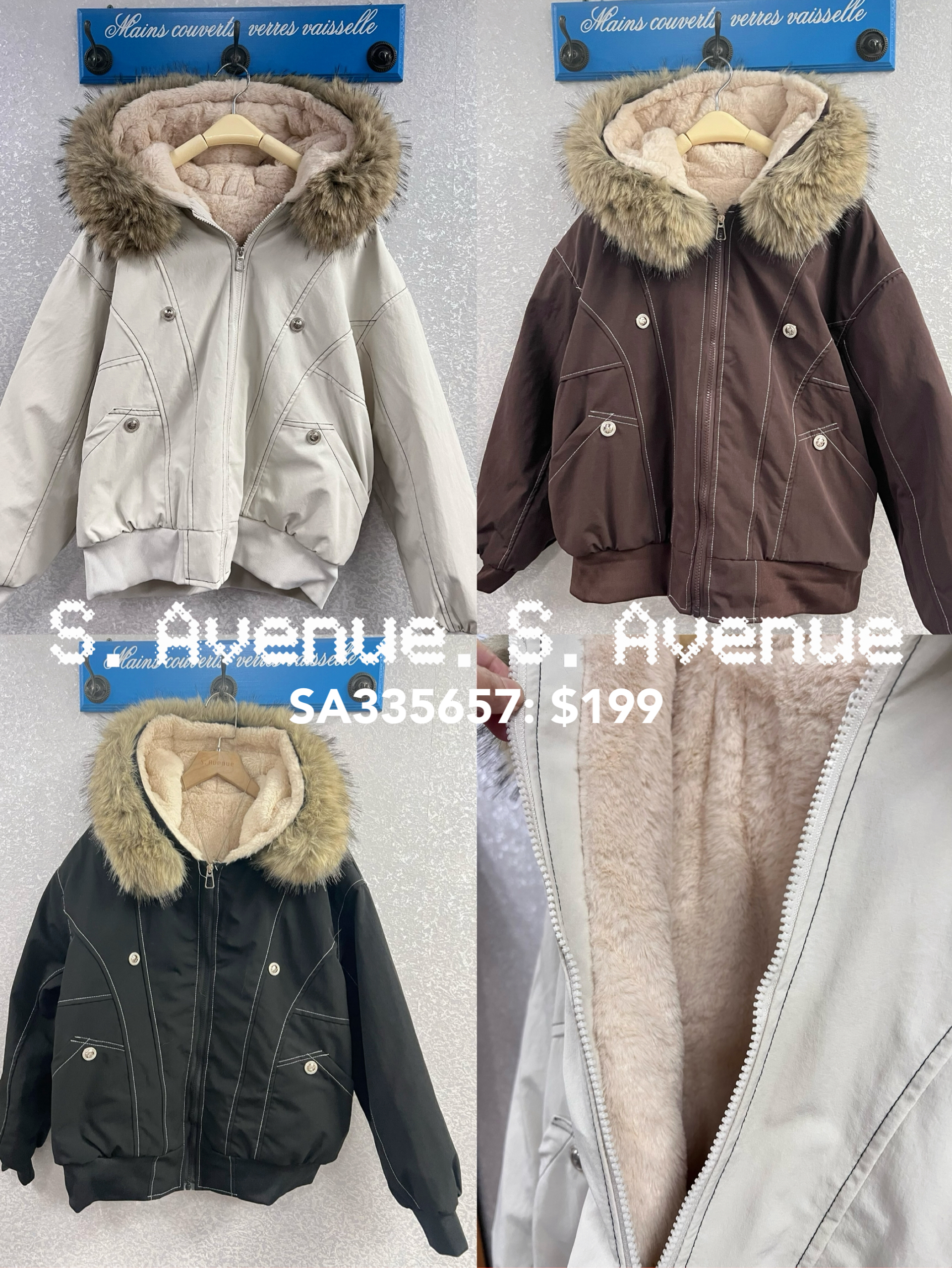 SA335657: 長袖有毛毛帽內里毛毛褸