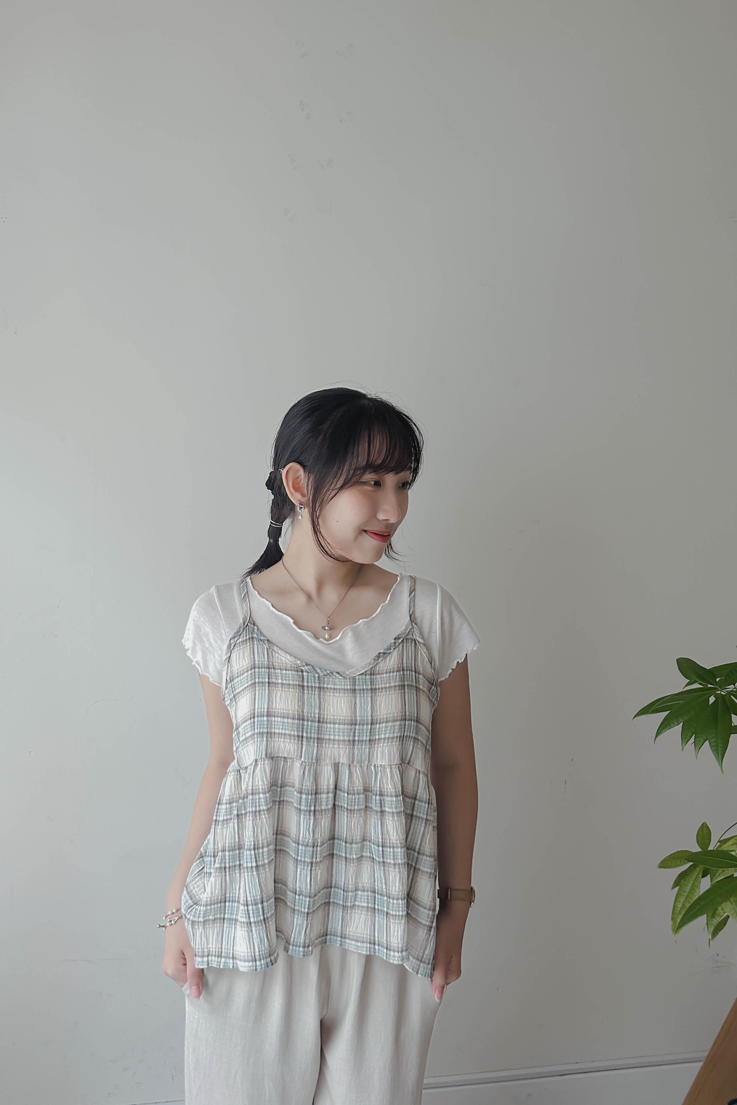 冰淇淋格紋吊帶背心 (兩色)