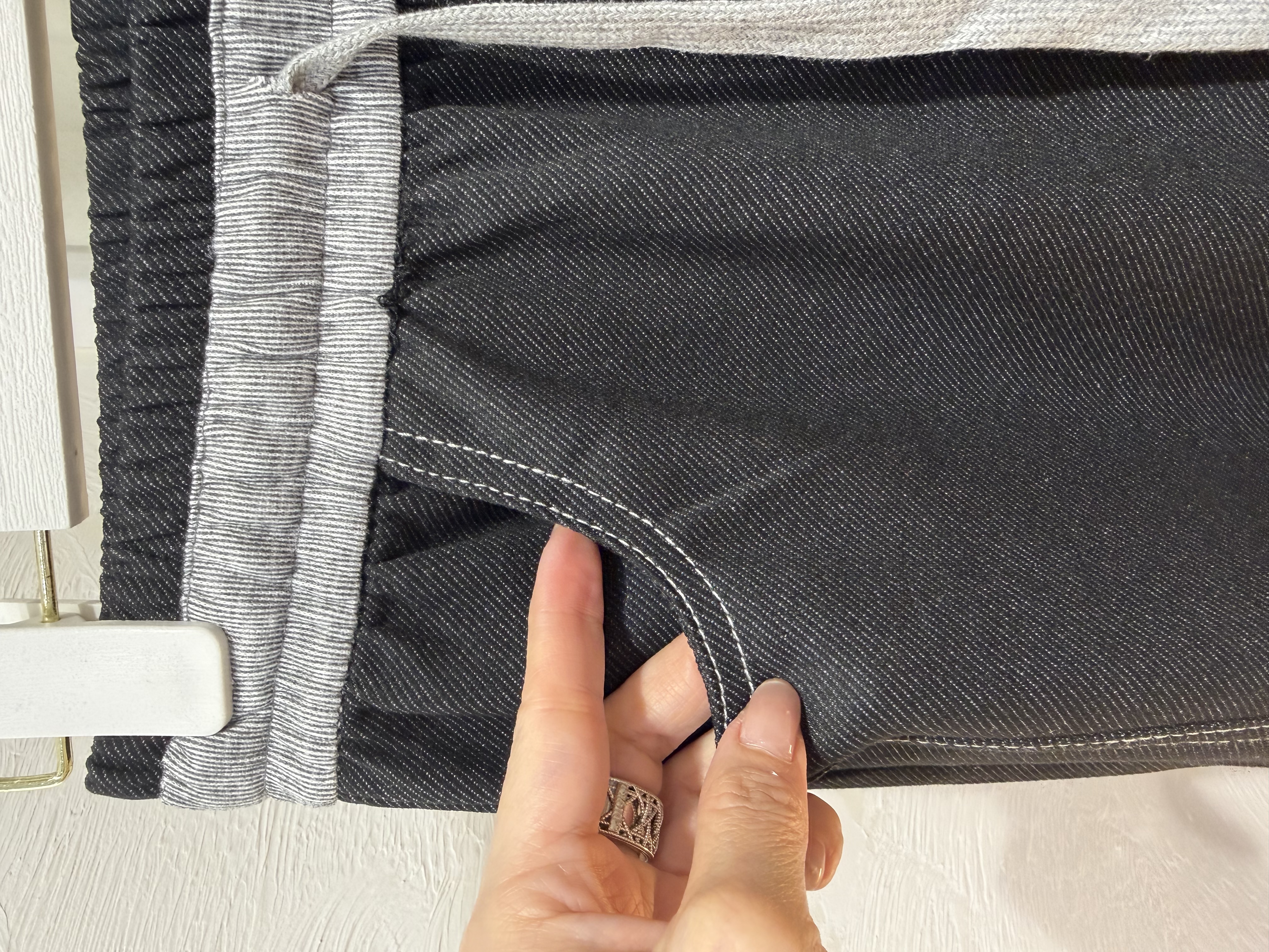 拼色腰闊腿褲，26-34腰，長38