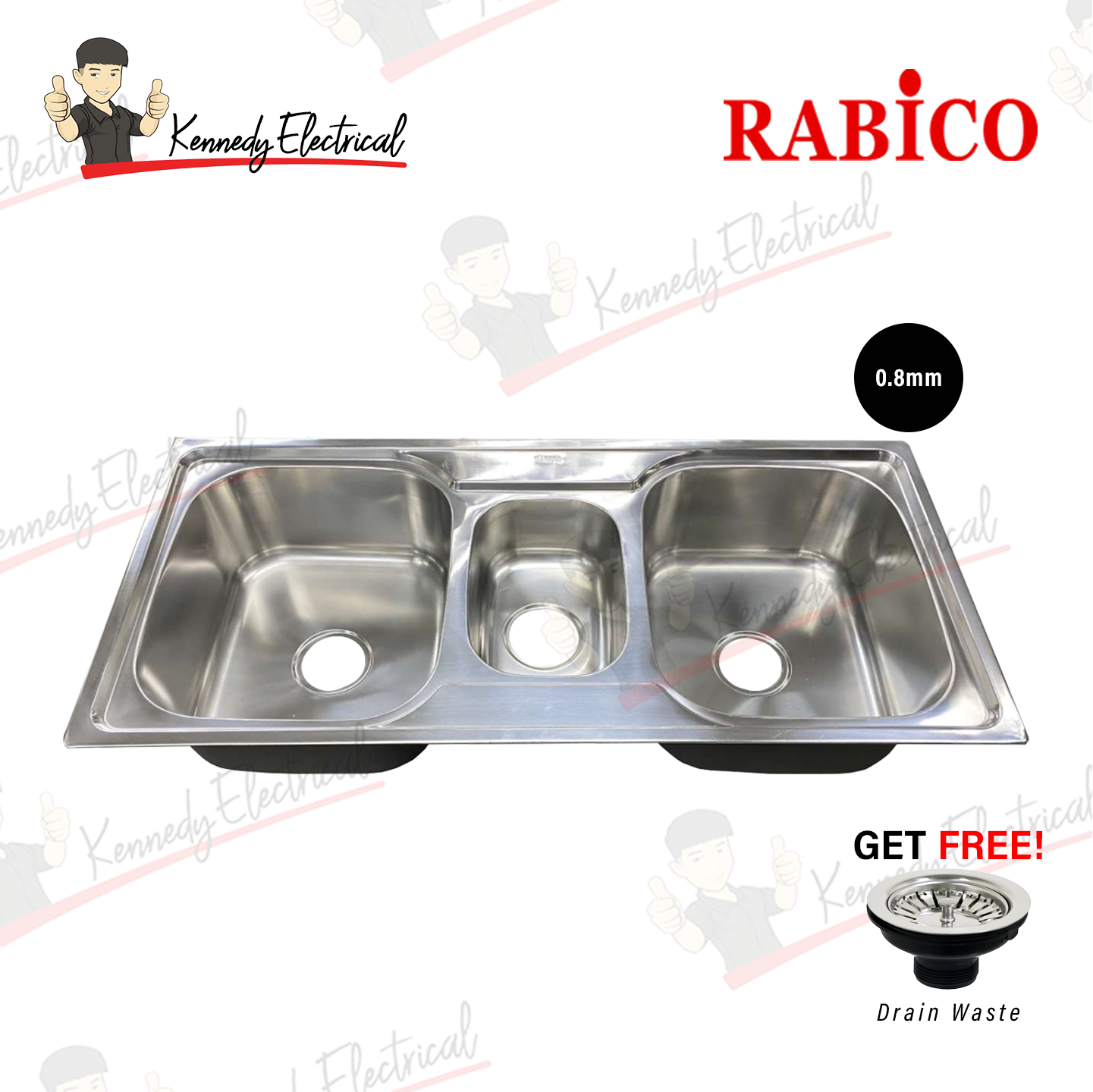 Rabico 2-1/2 Stainless Stell Kitchen Sink (10548#) W6-18