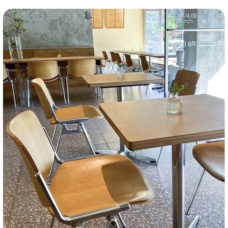 現代簡約輕食店商業餐廳 咖啡廳奶茶店甜品店西餐廳 海洋板桌椅組合marine‑plywood