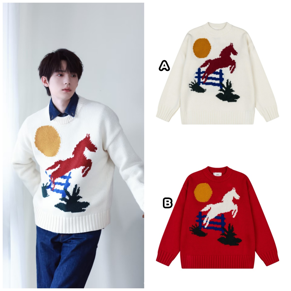 Ami 馬年限定款提花圓領冷衫