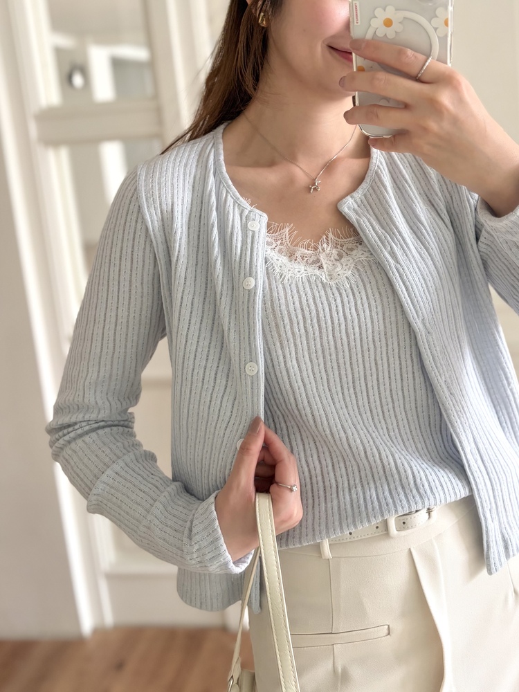 [假兩件] Lumiere Lace Layered Top (Babyblue)