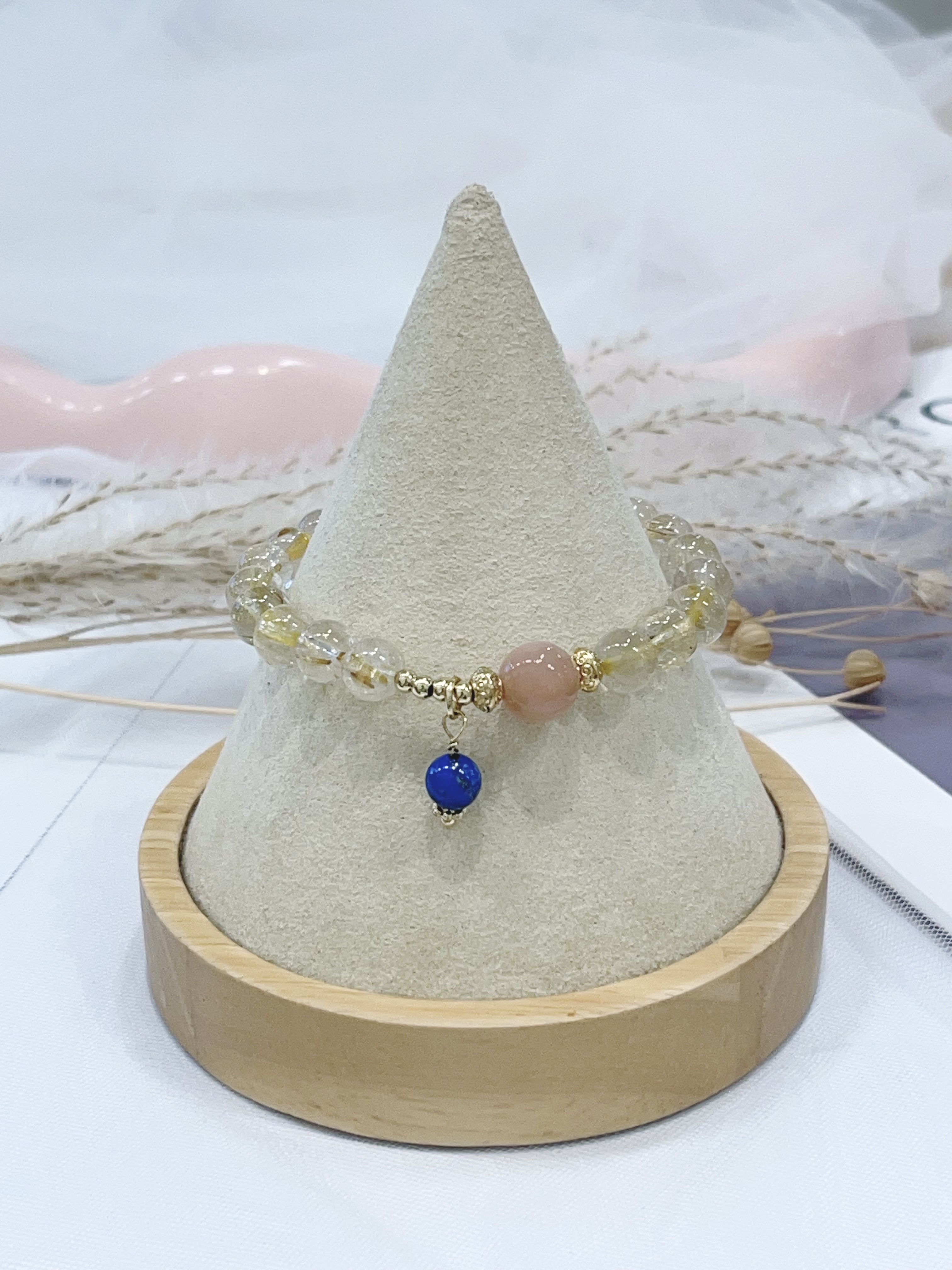 ☀️ 太阳石 × 金发晶手串 Sunstone & Golden Rutilated Quartz