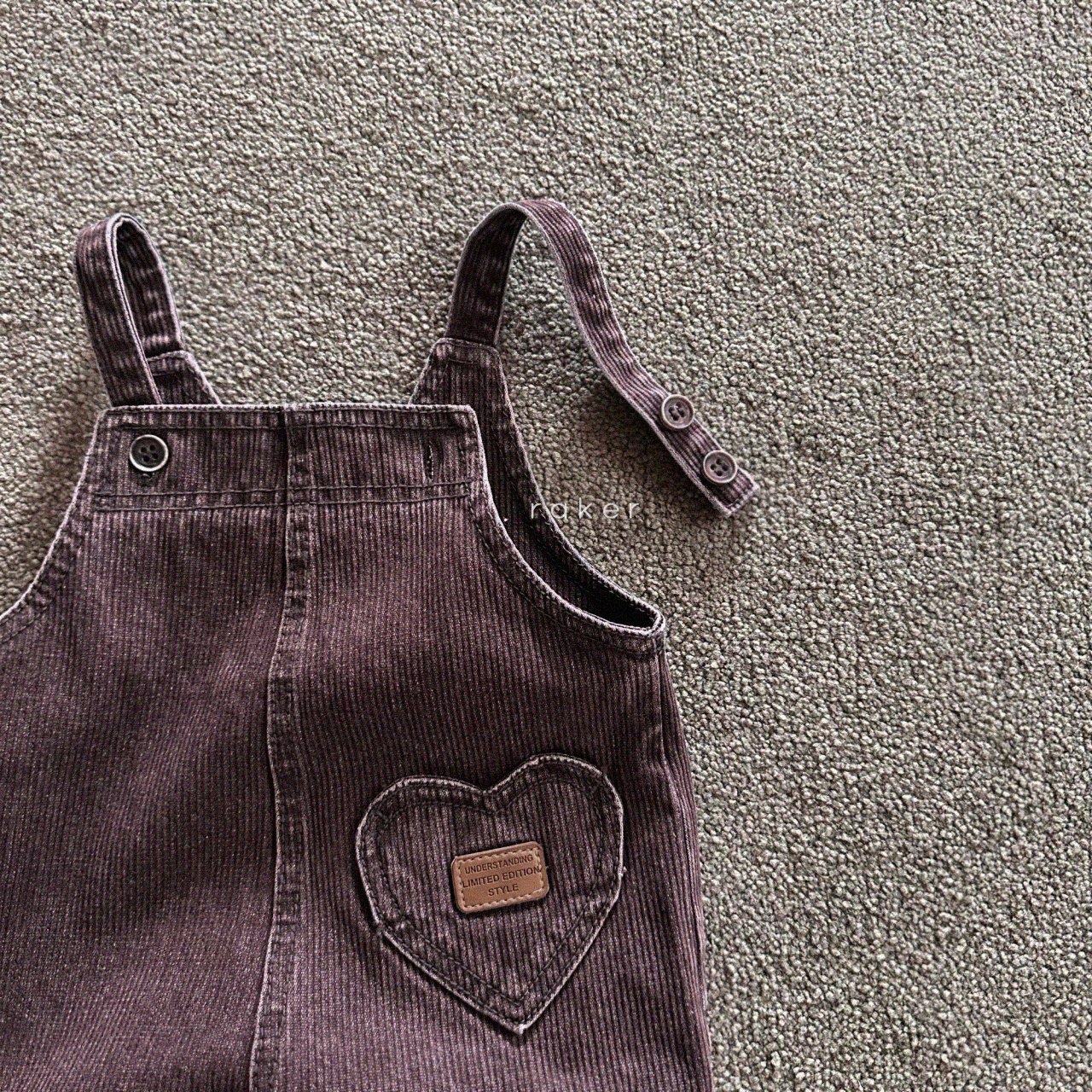 Raker | Heart Denim Ribbed Overalls