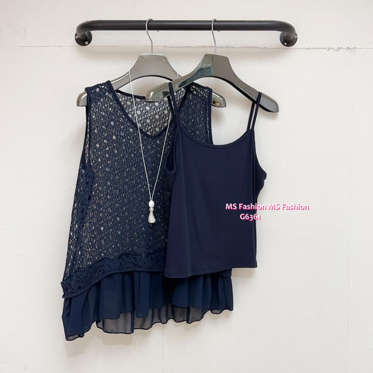 G6361 通花背心top set