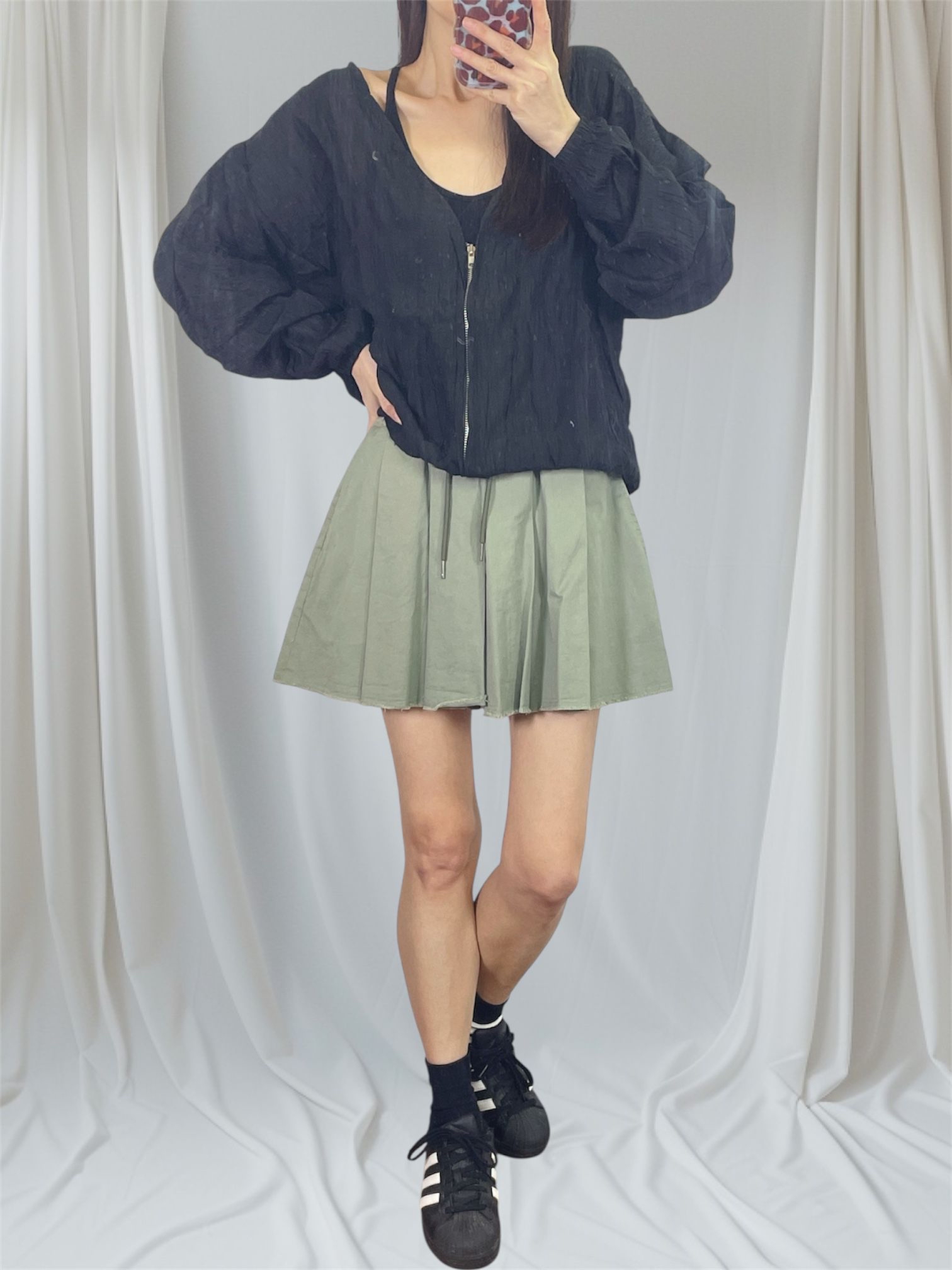 K5550 縐紋雪紡束腳外套