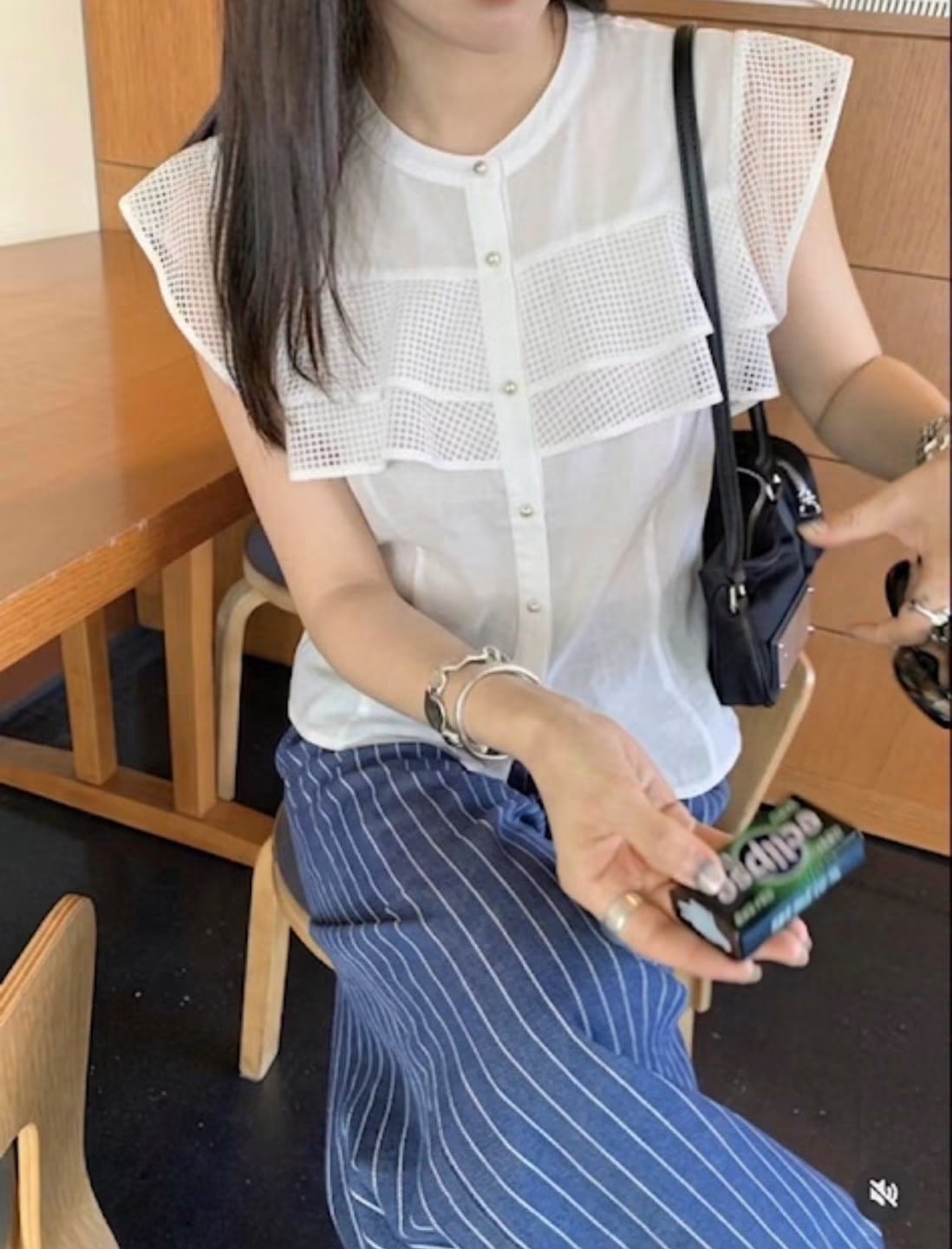 網袖ruffle Top