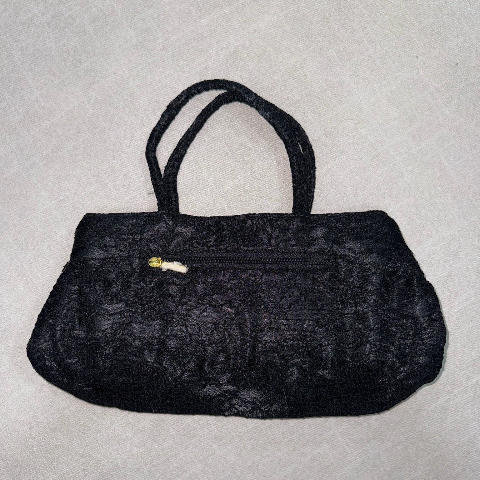 Black Velvet Tapestry Floral Bag