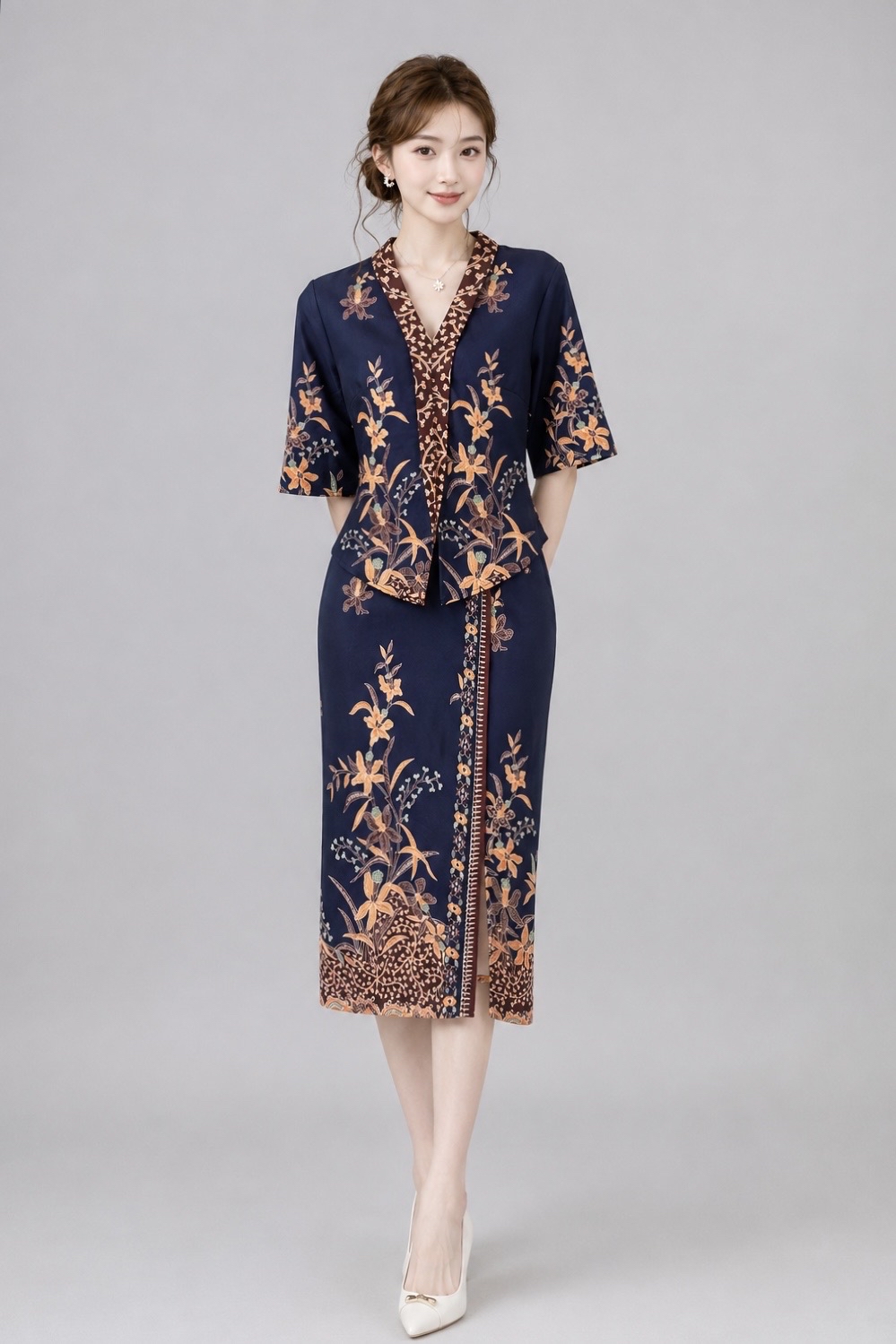 13001 Orient Bloom Printed Maxi Skirt
