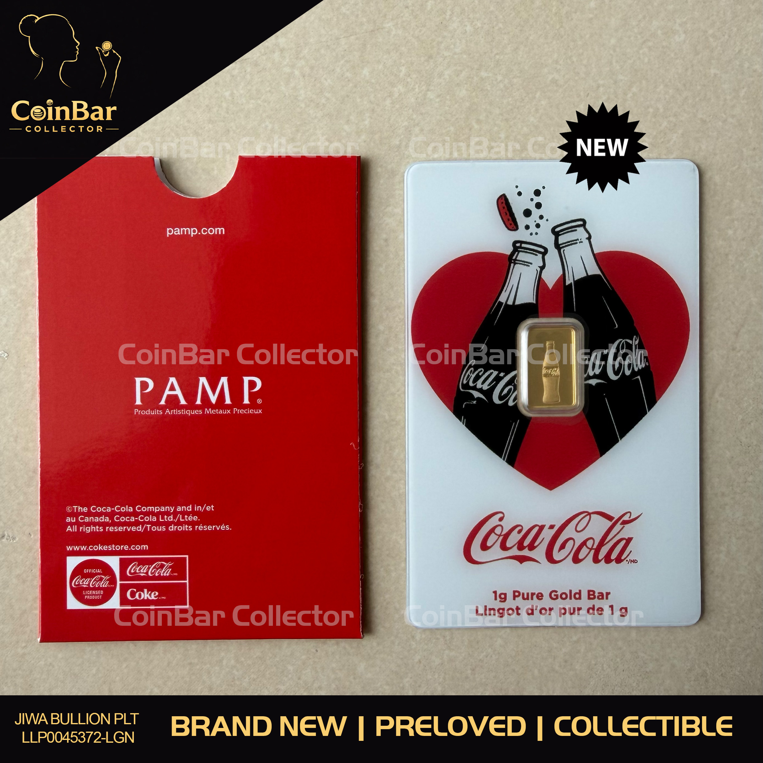 PAMP Valentine’s Cola 1g 🇨🇭Swiss Fine Gold Bar Emas 999.9 with Sleeve 瑞士情人可乐金条
