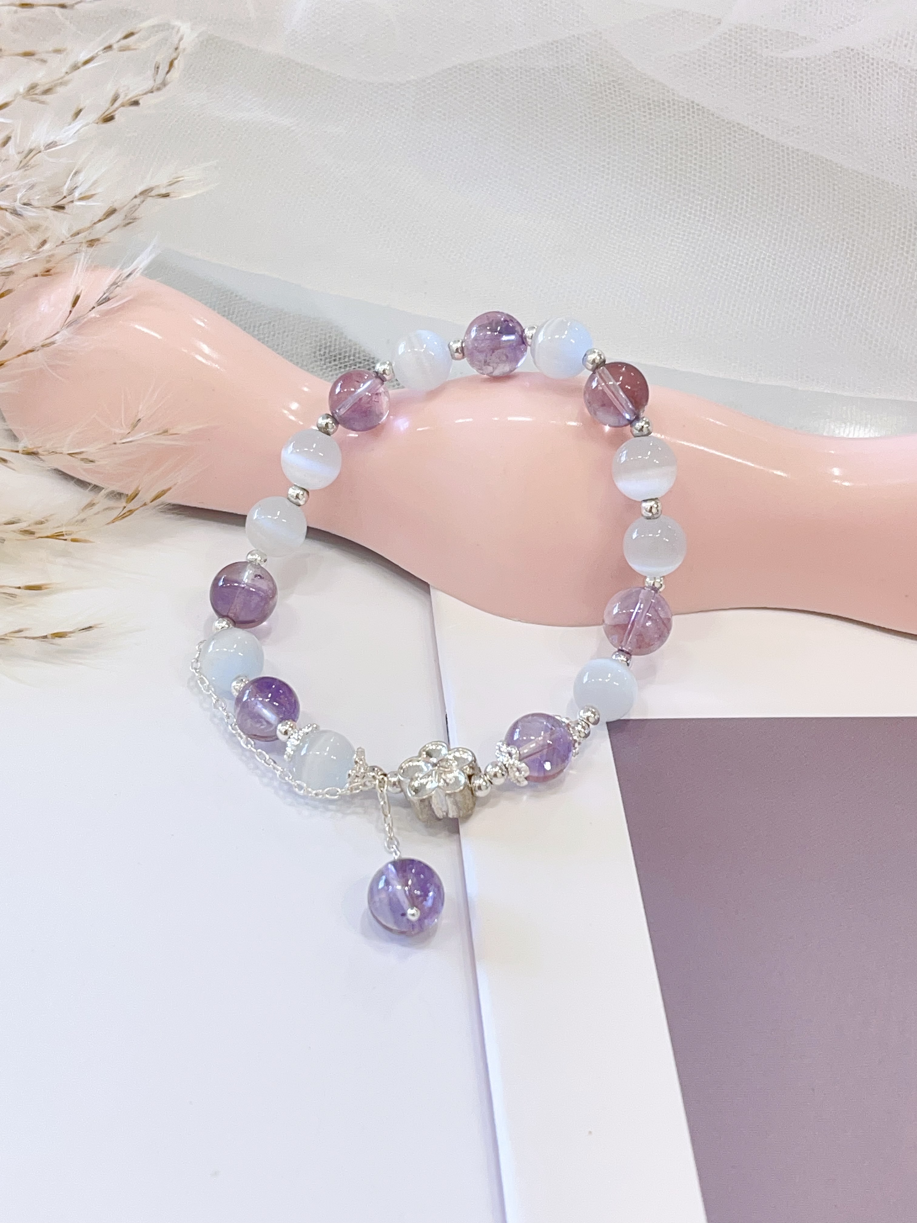 💜 猫眼石 × 紫水晶手串 Cat’s Eye Stone & Amethyst | 8mm