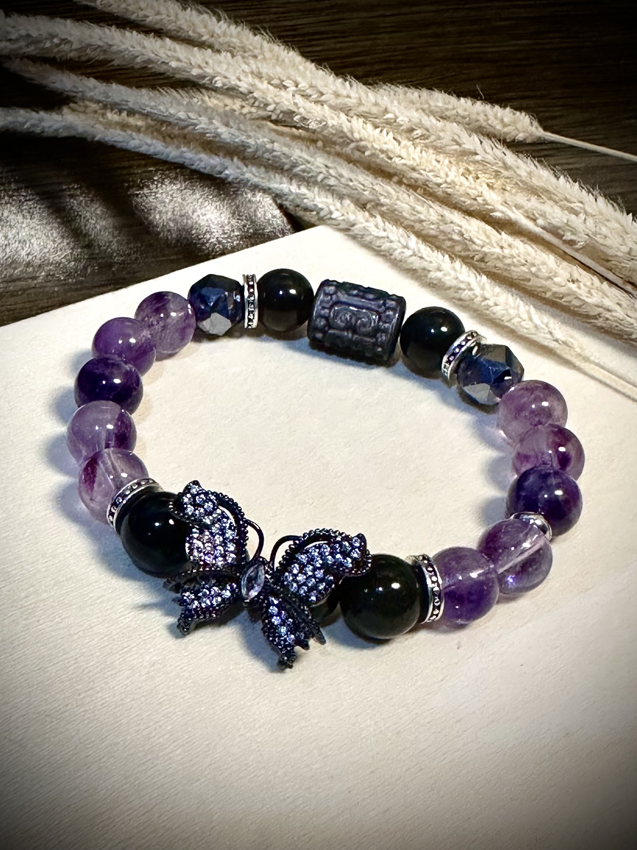 独一无二蝴蝶紫色系银曜石路路通精致款宝贝