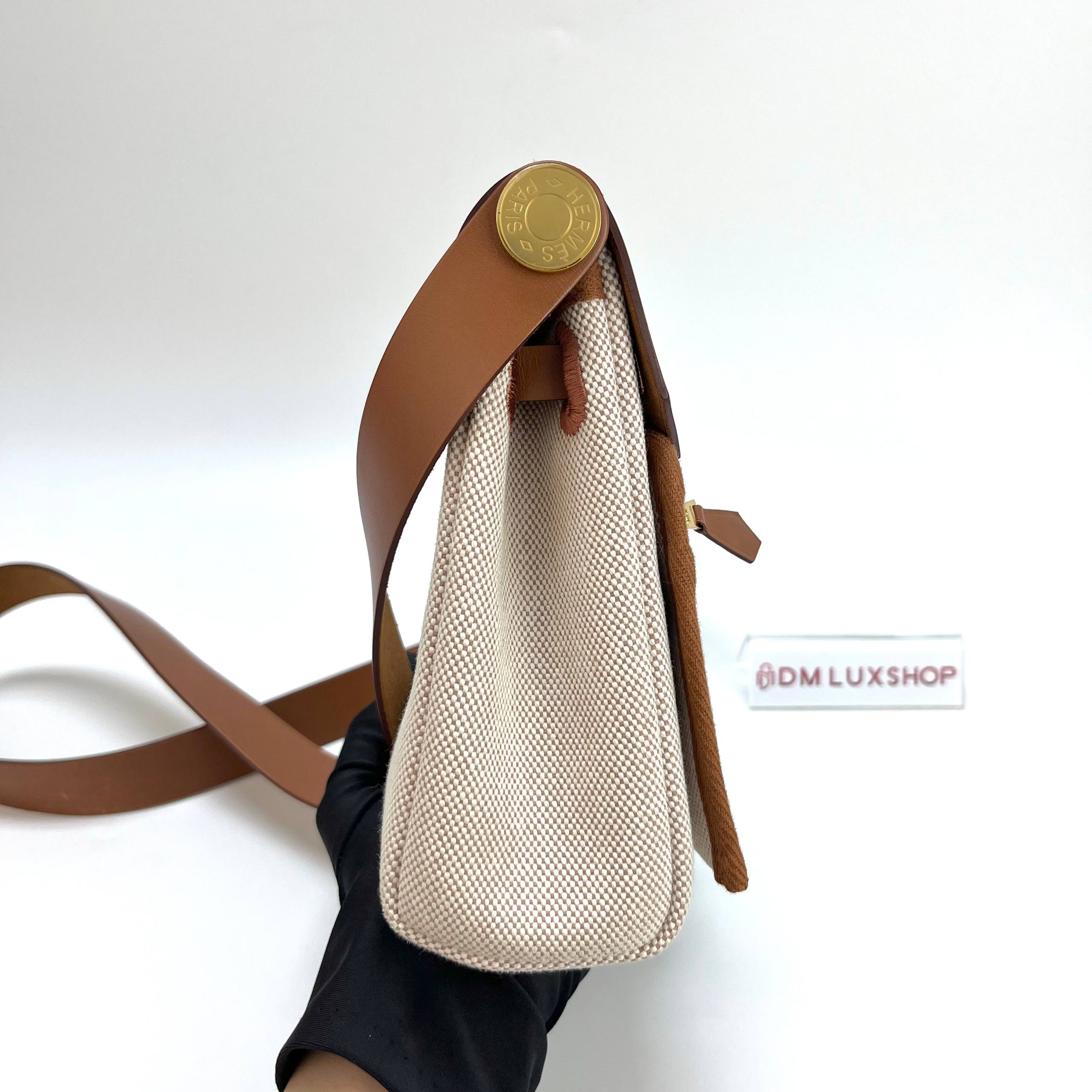 Hermes Mini Herbag Zip 20 Ecru/Beige/Fauve GHW (Stamp W, Y: 2024)