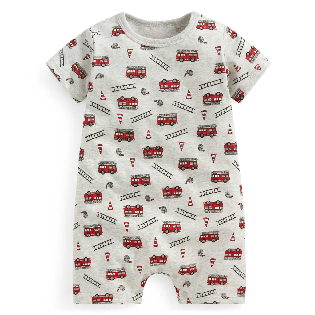 ☀️預訂 台灣直送☀️三色車車印花純棉短袖連身服