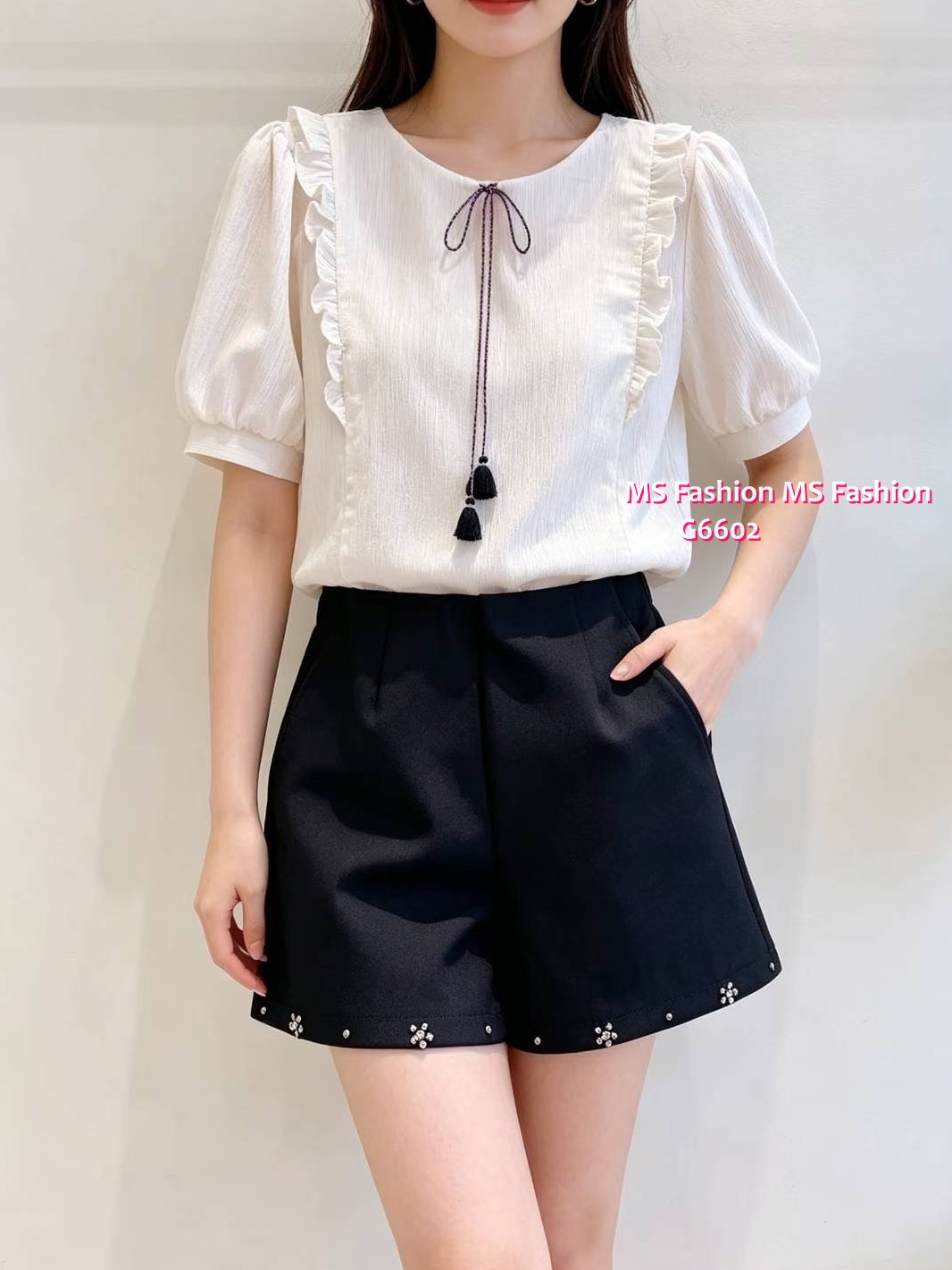 G6602 靚料肩ruffle top