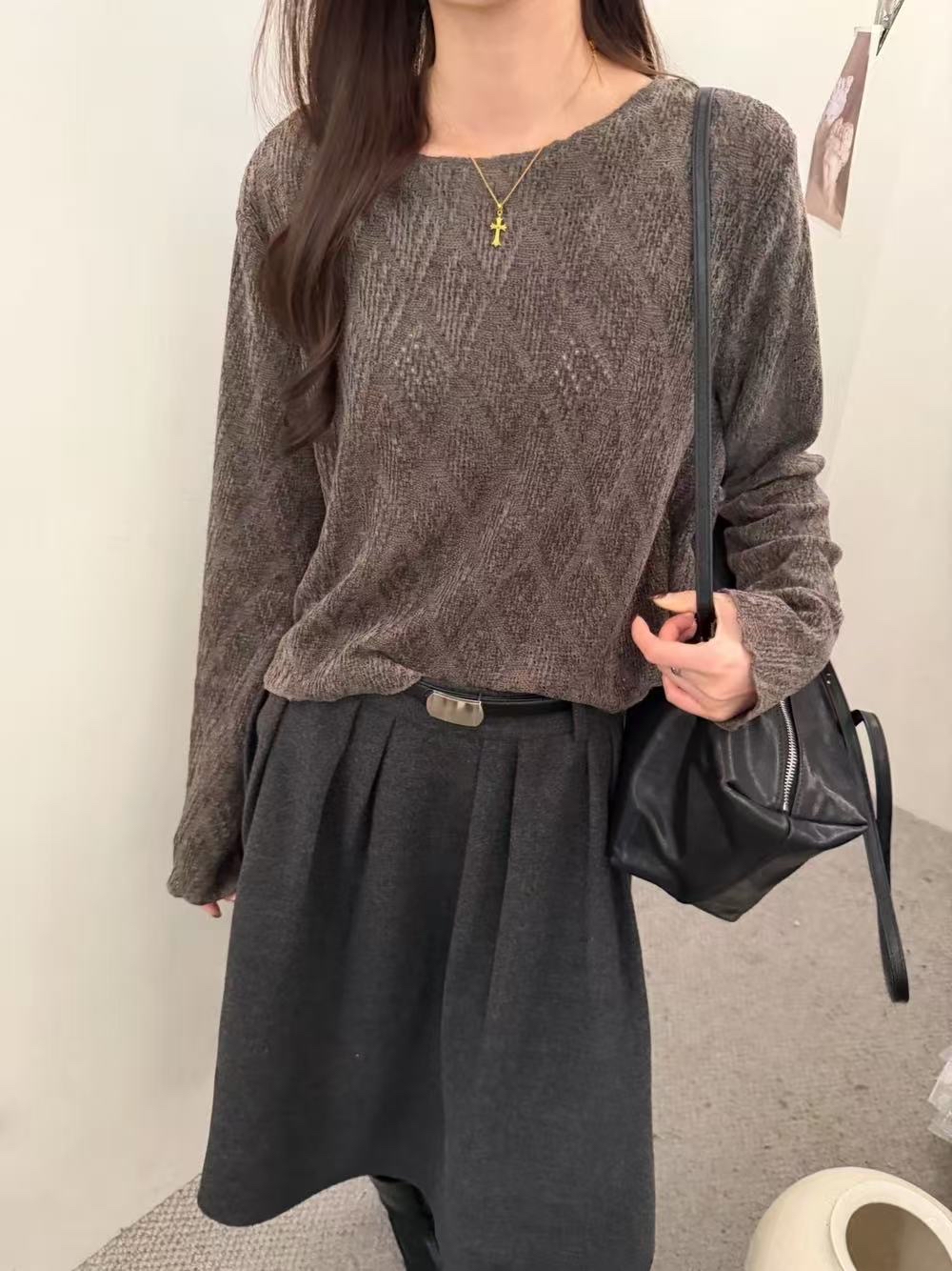 薄毛絨通花Top