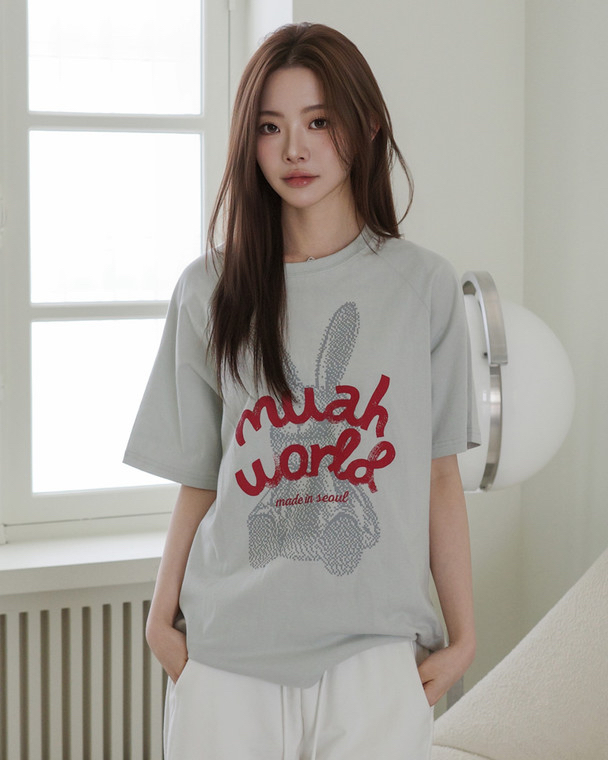 MuahMuah RABBIT MUAH RAGLAN HALF T-SHIRT