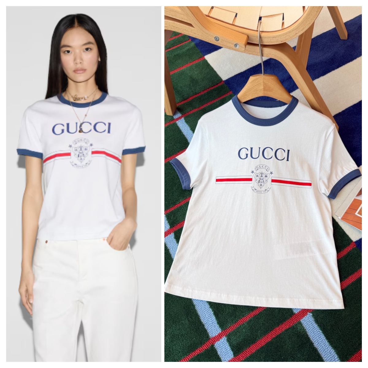 【頂級】GUCCI Cotton jersey T-shirt with print 印花棉質針織Tee