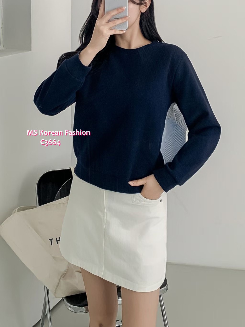 C3664 韓國🇰🇷後拼條子top