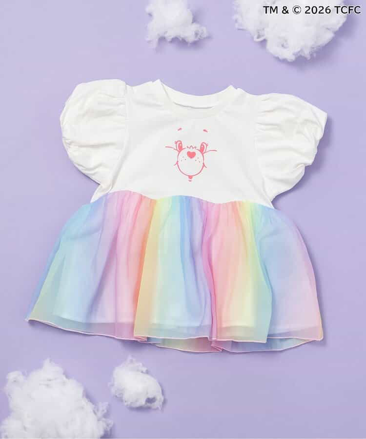 🇯🇵預訂 日本直送🇯🇵Apres les cours x Care Bears系列人物印花彩虹漸層薄紗泡泡袖束腰上衣