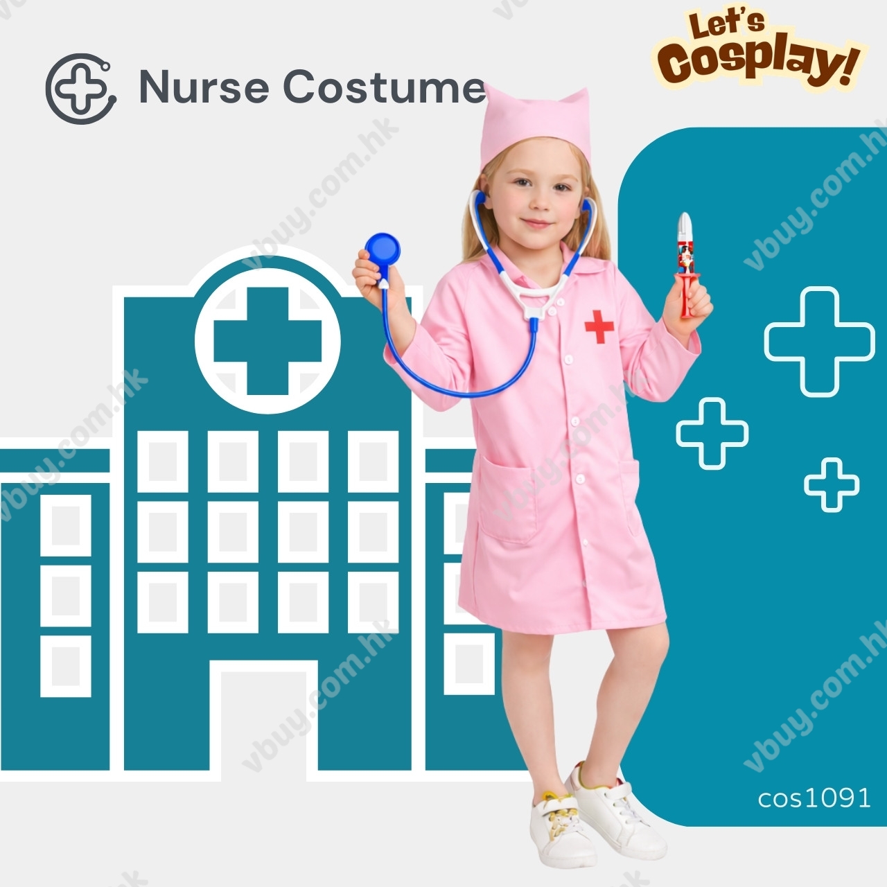現貨 Lets cosplay nurse costume for kids 兒童護士扮演衣服 兒童我的夢想職業扮演衣服 dream career costume cos1091 vbuy