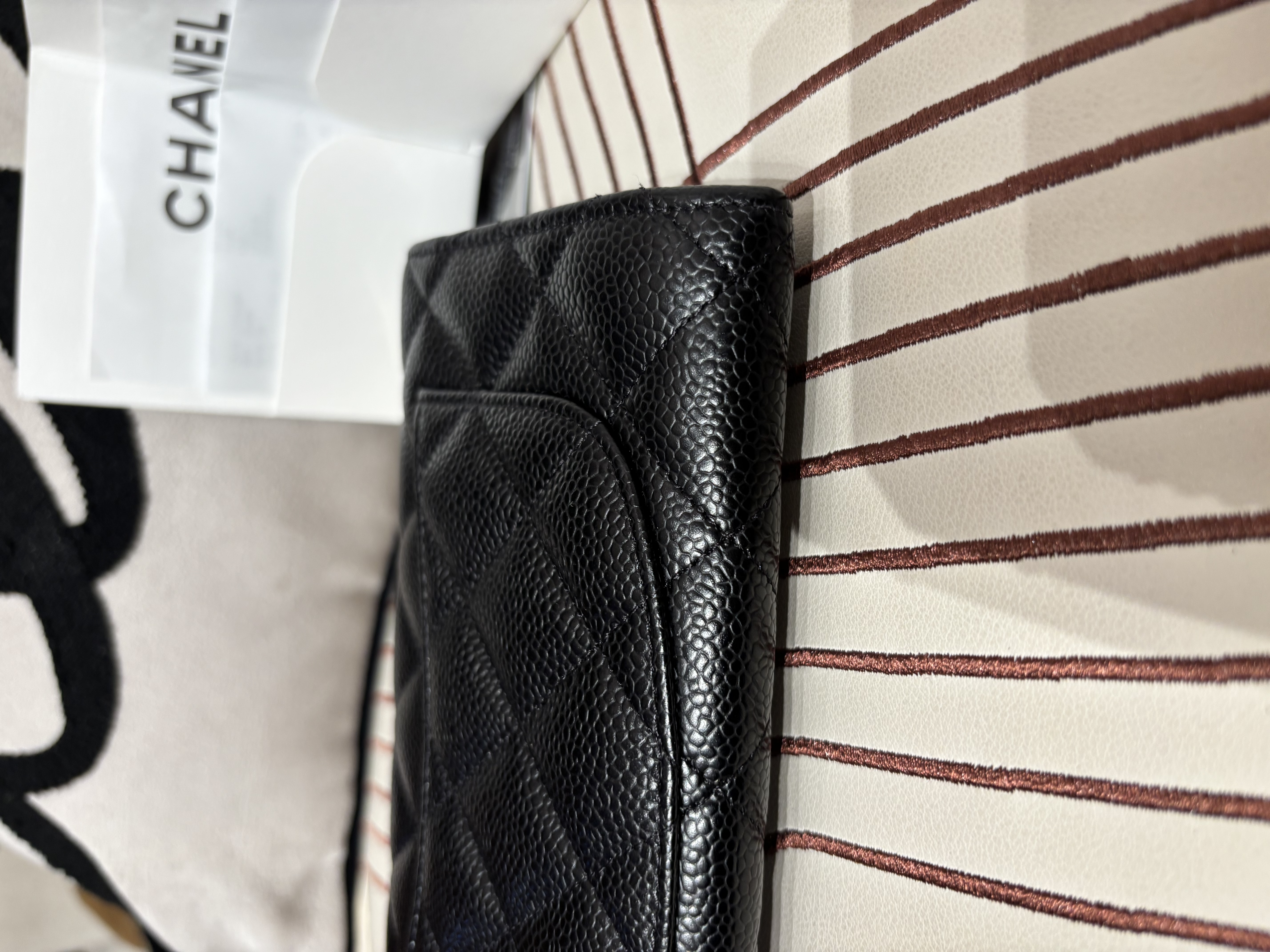 Chanel classic long wallet 黑色荔枝牛皮銀扣 